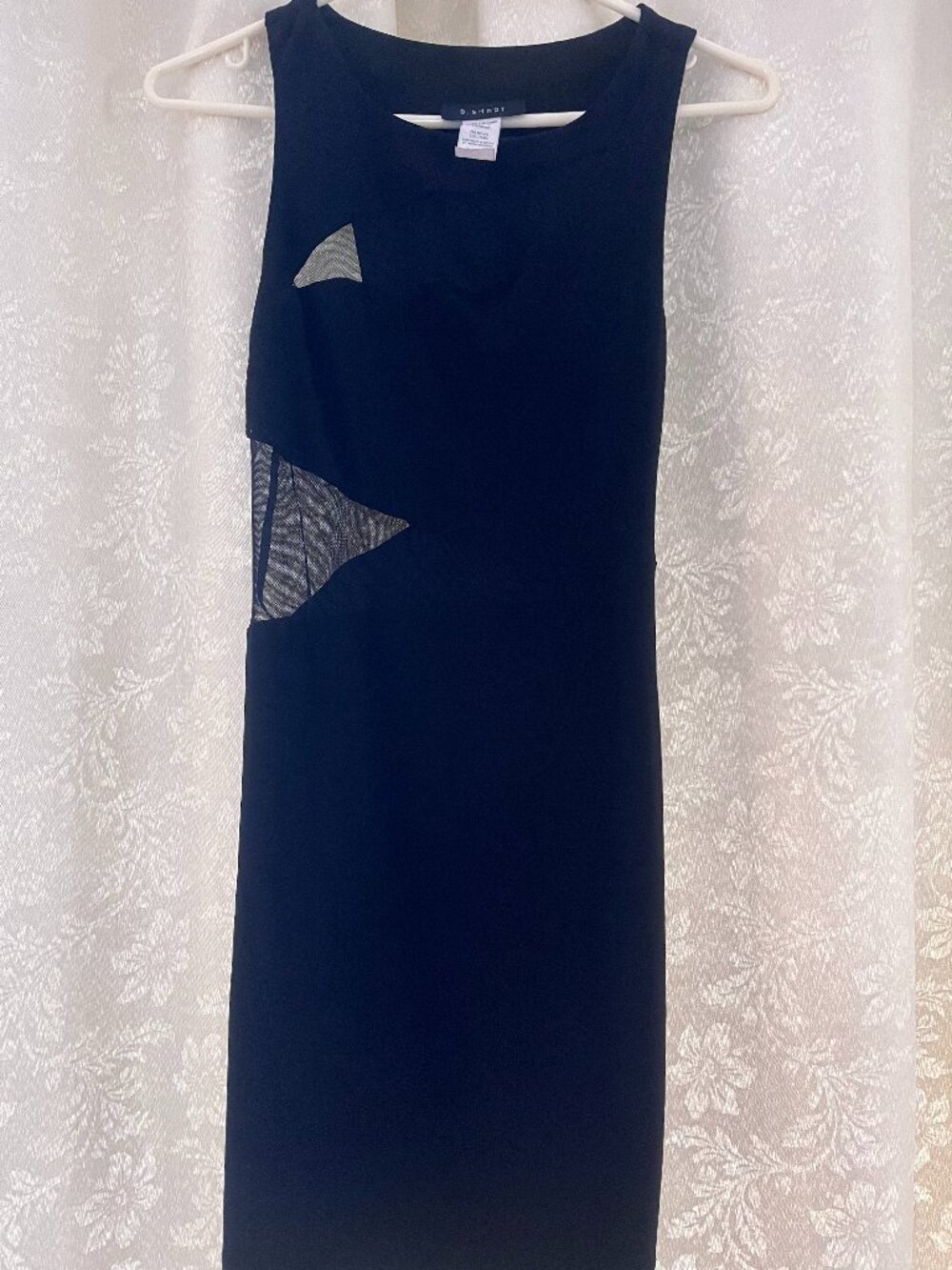 B. Smart Navy Maxi Dress with Mesh Cutouts